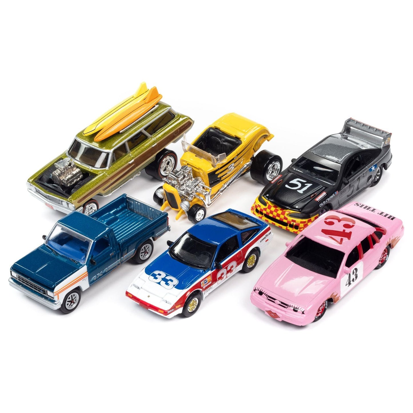 "Street Freaks" 2023 Set A of 6 Cars Release 1 1/64 Diecast Model Cars by Johnny Lightning