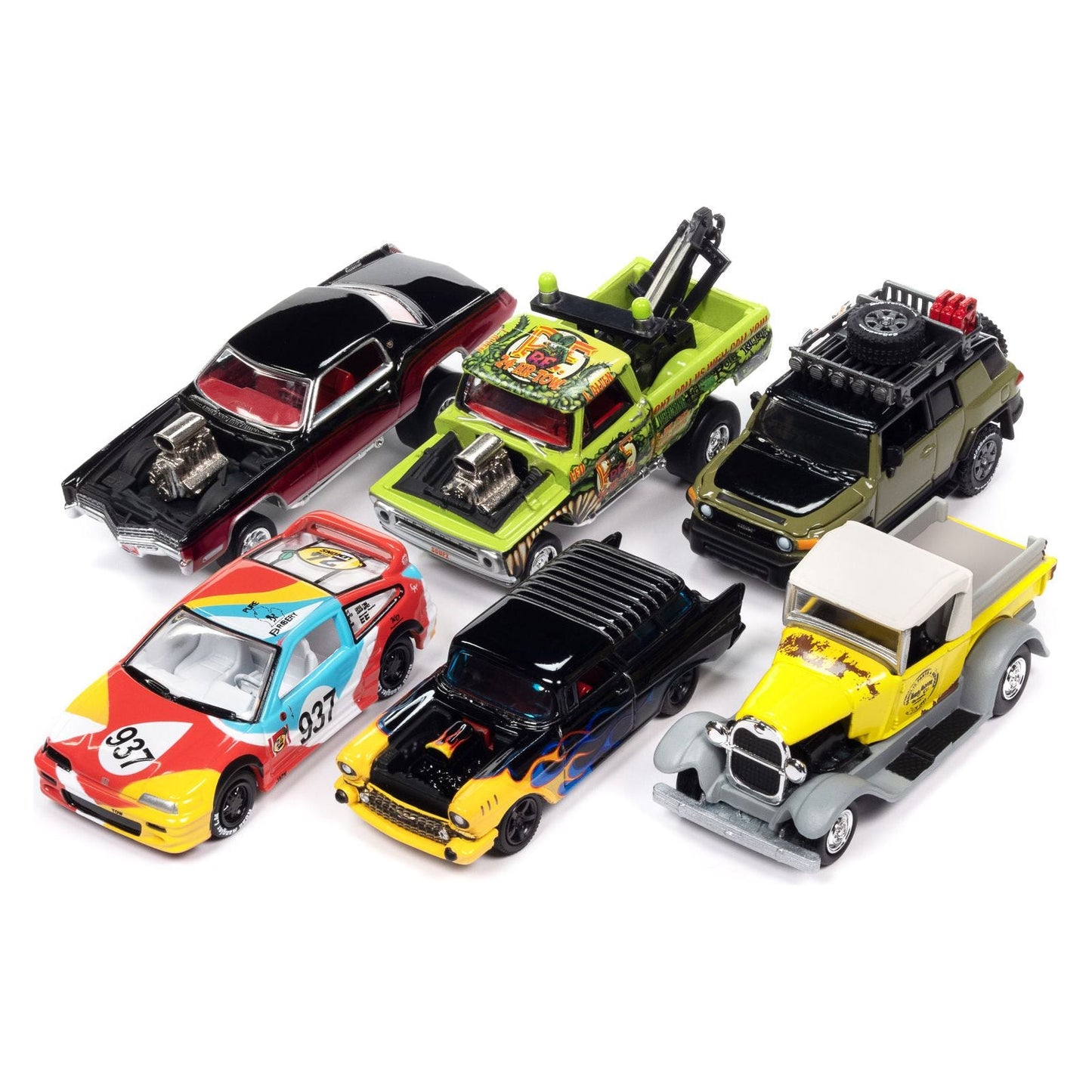 "Street Freaks" 2023 Set A of 6 Cars Release 2 1/64 Diecast Model Cars by Johnny Lightning