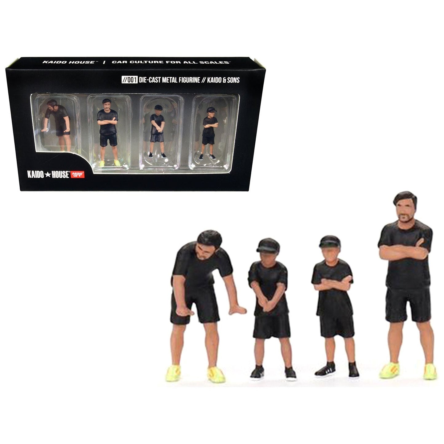 "Kaido and Sons" 4 Piece Diecast Figure Set for 1/64 Scale Models by True Scale Miniatures