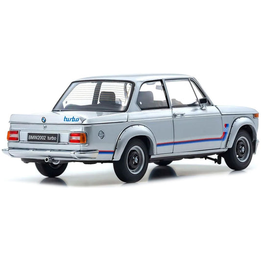 BMW 2002 Turbo Silver with Red and Blue Stripes 1/18 Diecast Model Car by Kyosho