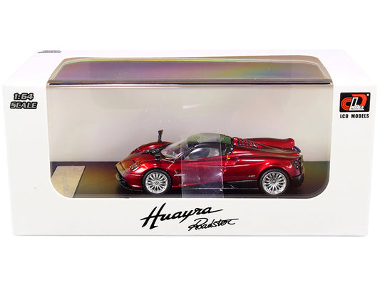 Pagani Huayra Roadster Red Metallic with Carbon Top and Carbon Accents 1/64 Diecast Model Car by LCD Models