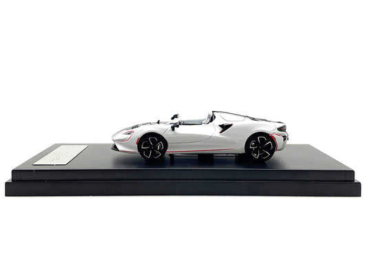 McLaren Elva Convertible White with Carbon and Red Stripes 1/64 Diecast Model Car by LCD Models