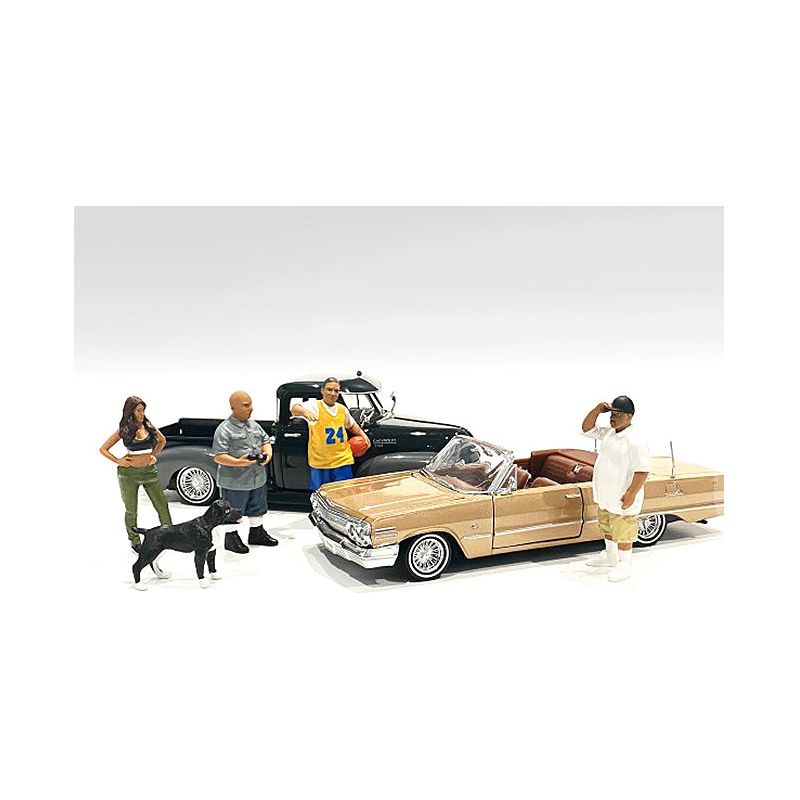 Lowriderz and a Dog 5 piece Figurine Set for 1/18 Scale Models by American Diorama