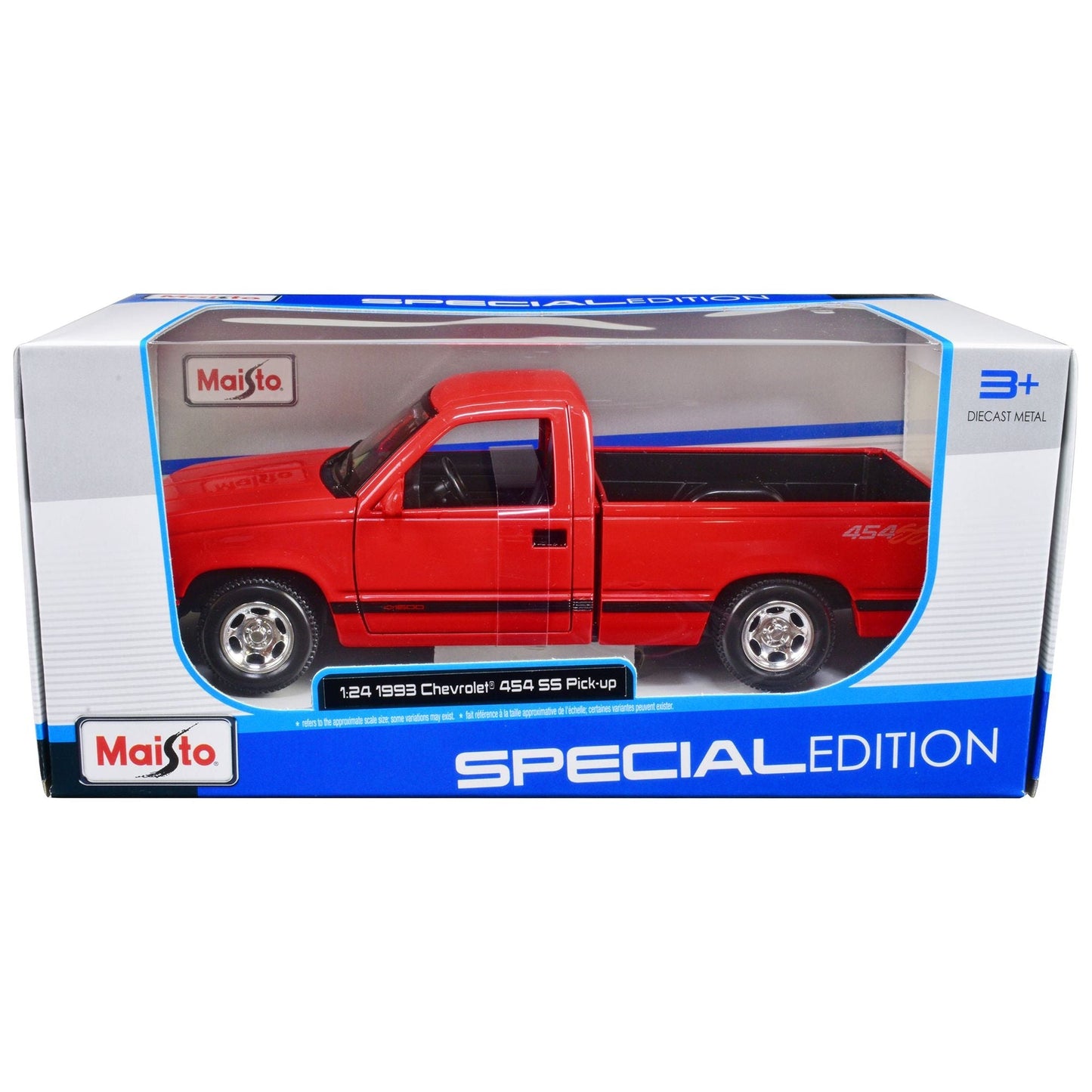 1993 Chevrolet 454 SS Pickup Truck Red 1/24 Diecast Model Car by Maisto