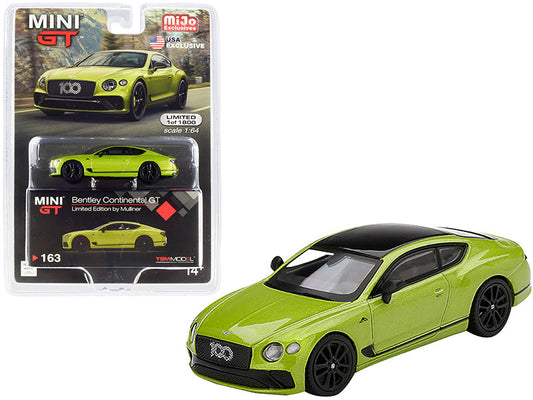 Bentley Continental GT Limited Edition by Mulliner Green Metallic with Black Top Limited Edition to 1800 pieces Worldwide 1/64 Diecast Model Car by Mini GT