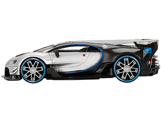 Bugatti Vision Gran Turismo Silver Metallic and Carbon Limited Edition to 9600 pieces Worldwide 1/64 Diecast Model Car by Mini GT