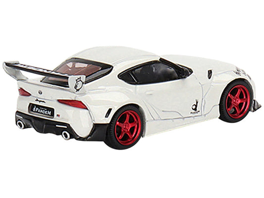 Toyota Pandem GR Supra V1.0 RHD (Right Hand Drive) Pearl White with Graphics Limited Edition to 2400 pieces Worldwide 1/64 Diecast Model Car by True Scale Miniatures