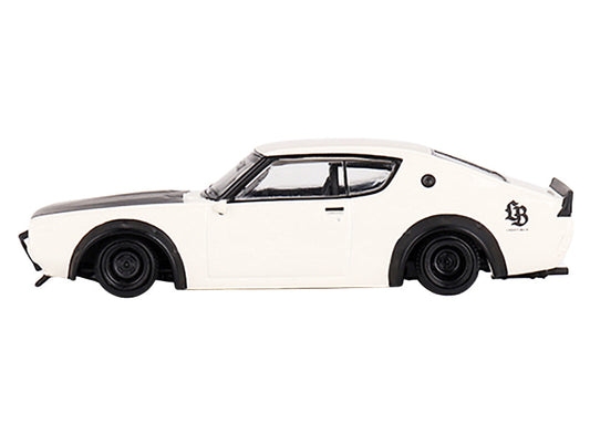 Nissan Skyline Kenmeri "Liberty Walk" RHD (Right Hand Drive) White with Matt Black Hood Limited Edition to 9600 pieces Worldwide 1/64 Diecast Model Car by Mini GT