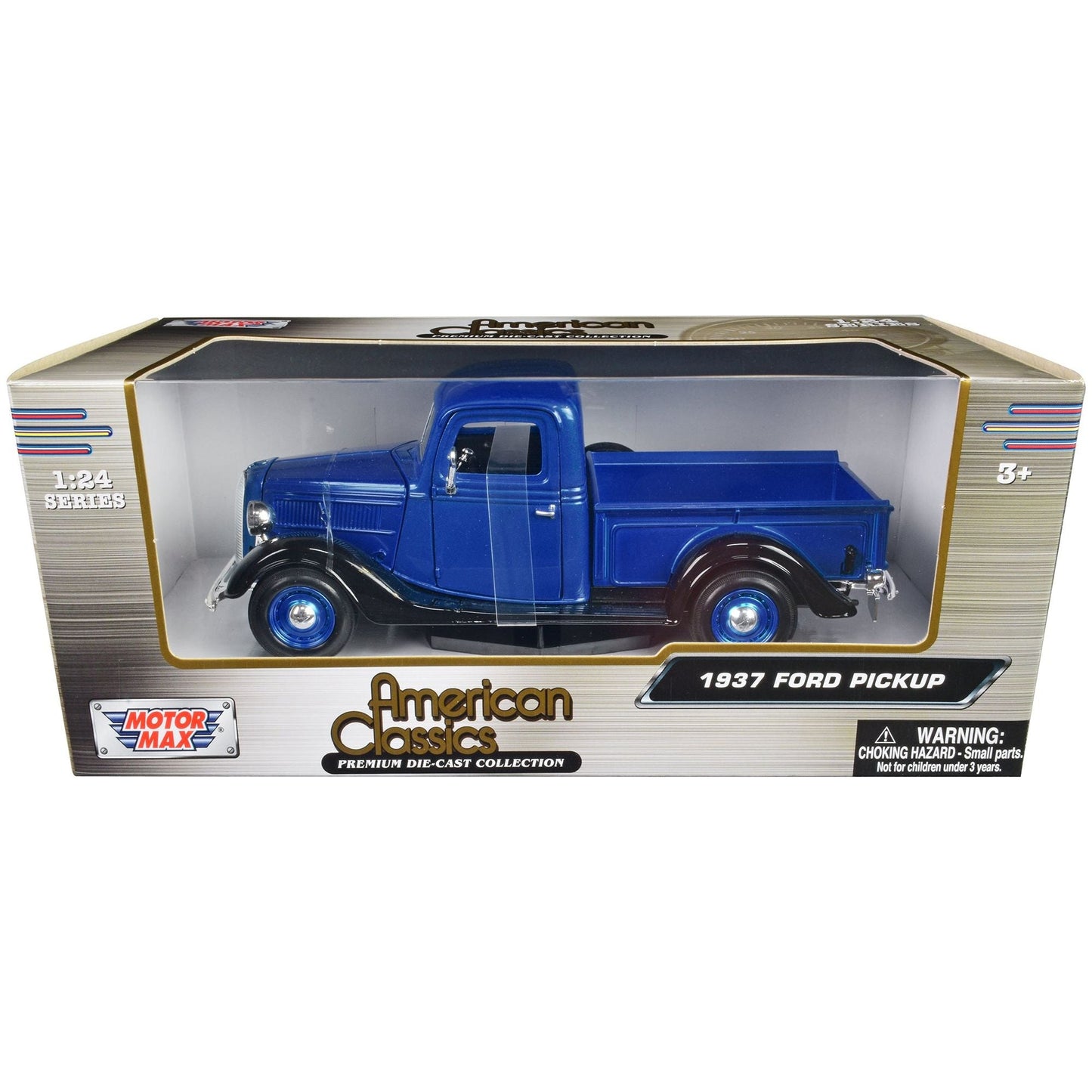 1937 Ford Pickup Truck Blue Metallic and Black "American Classics" 1/24 Diecast Model Car by Motormax