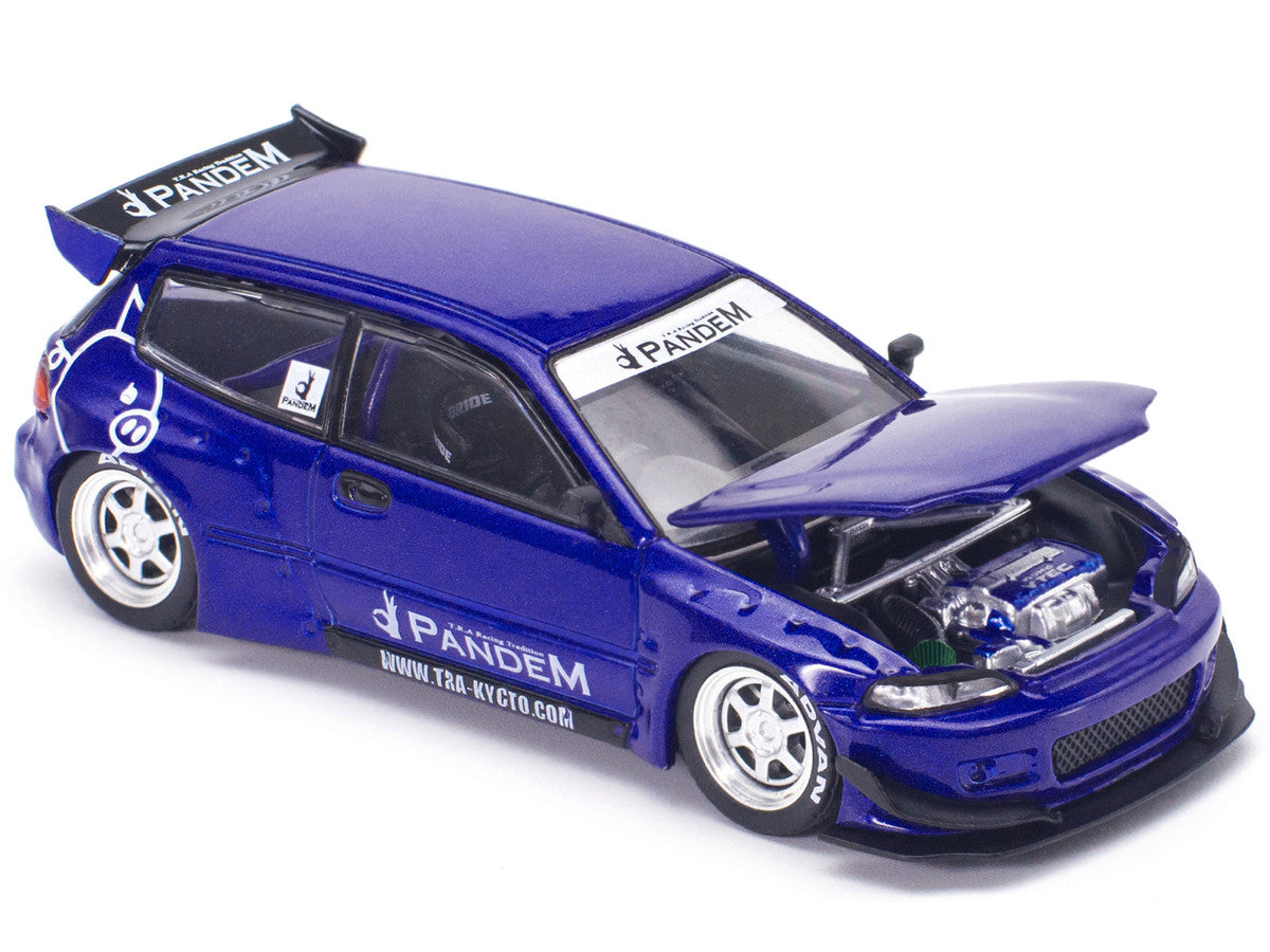 Pandem Civic EG6 RHD (Right Hand Drive) Blue Metallic "Enigma Exclusive Edition" 1/64 Diecast Model Car by Pop Race