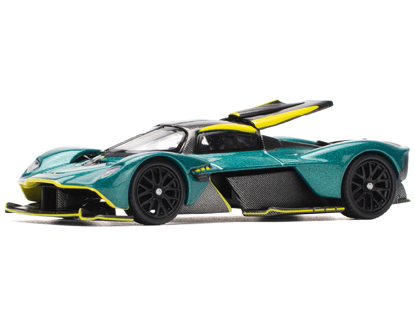 Aston Martin Valkyrie Green Metallic with Carbon Top 1/64 Diecast Model Car by Pop Race