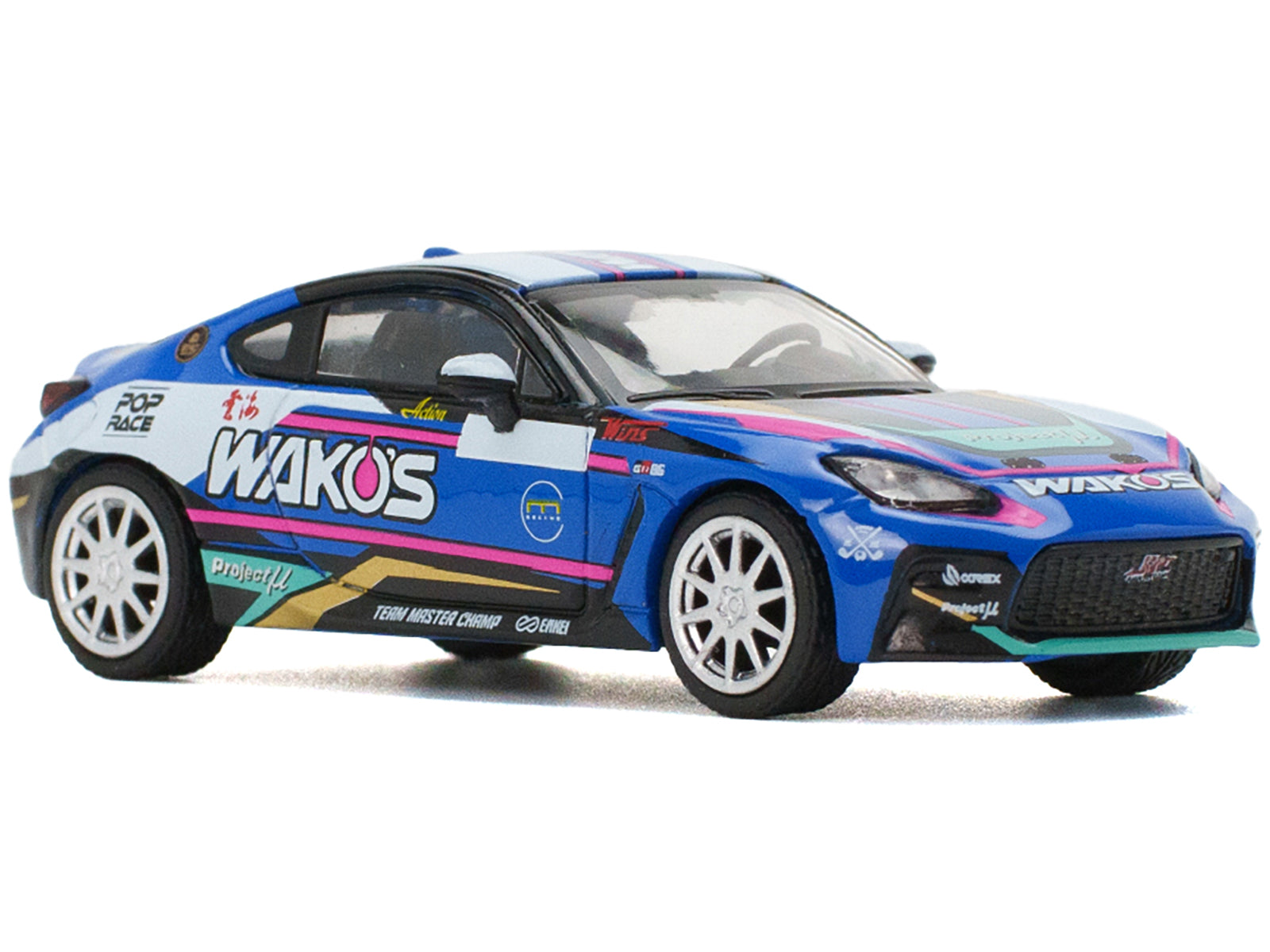 Toyota GR86 "Wako's" Blue with Graphics 1/64 Diecast Model Car by Pop Race