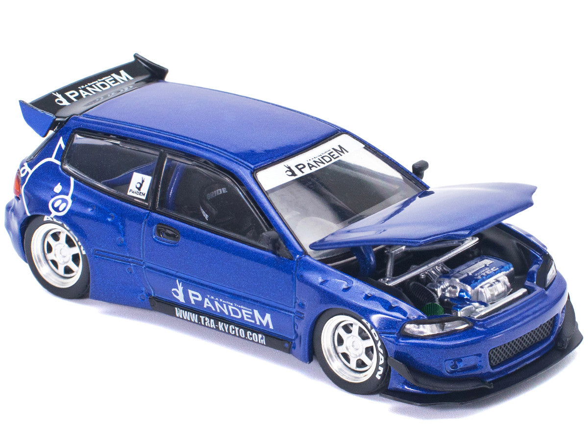 Pandem Civic EG6 RHD (Right Hand Drive) Blue Metallic 1/64 Diecast Model Car by Pop Race