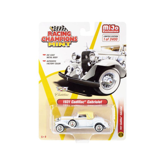 1931 Cadillac Cabriolet White with Cream Top Limited Edition to 2400 pieces Worldwide 1/64 Diecast Model Car by Racing Champions