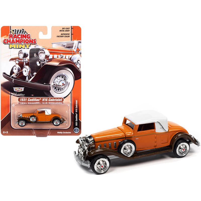 1931 Cadillac V16 Burnt Orange and Brown Metallic with White Top 1/64 Diecast Model Car by Racing Champions