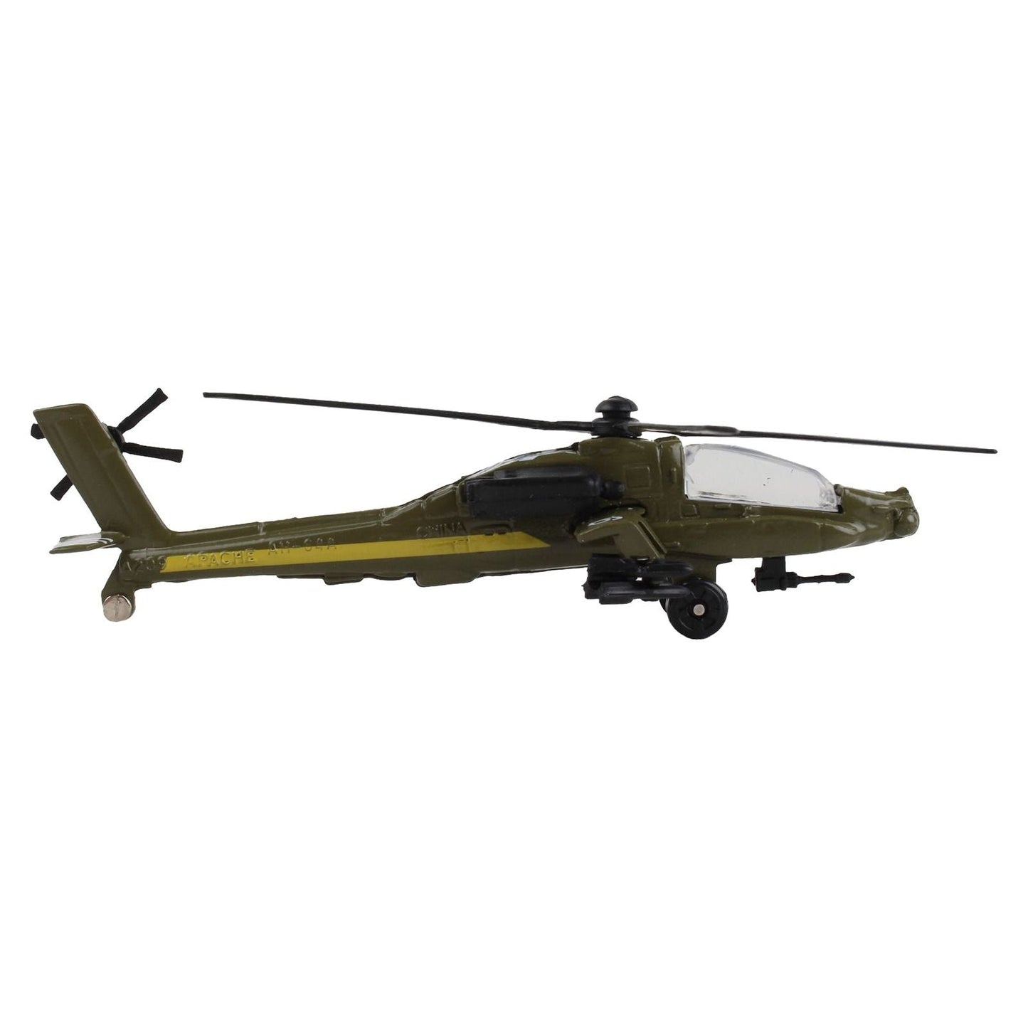 Boeing AH-64 Apache Helicopter Olive Drab "United States Army" with Runway Section Diecast Model by Runway24