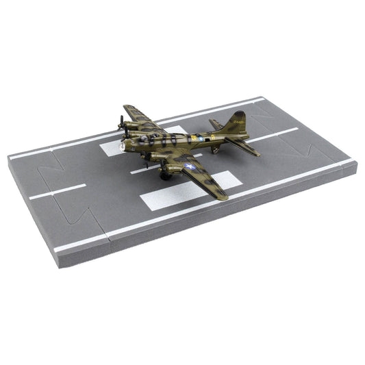 Boeing B-17 Flying Fortress Bomber Aircraft Olive Green Camouflage "United States Army Air Force" with Runway Section Diecast Model Airplane by Runway24