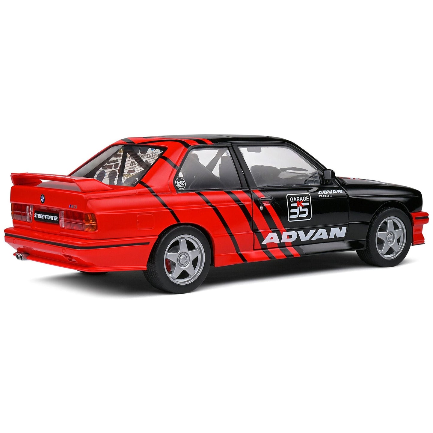 1990 BMW E30 M3 Black and Red with Graphics "ADVAN Drift Team" "Competition" Series 1/18 Diecast Model Car by Solido