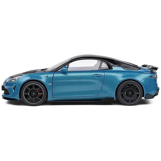 2023 Alpine A100 Radicale Blue Metallic with Carbon Hood and Top 1/18 Diecast Model Car by Solido