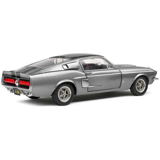 1967 Shelby GT500 Gray Metallic with Black Stripes 1/18 Diecast Model Car by Solido