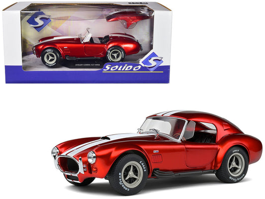 1965 Shelby Cobra 427 MKII Red Metallic with White Stripes 1/18 Diecast Model Car by Solido