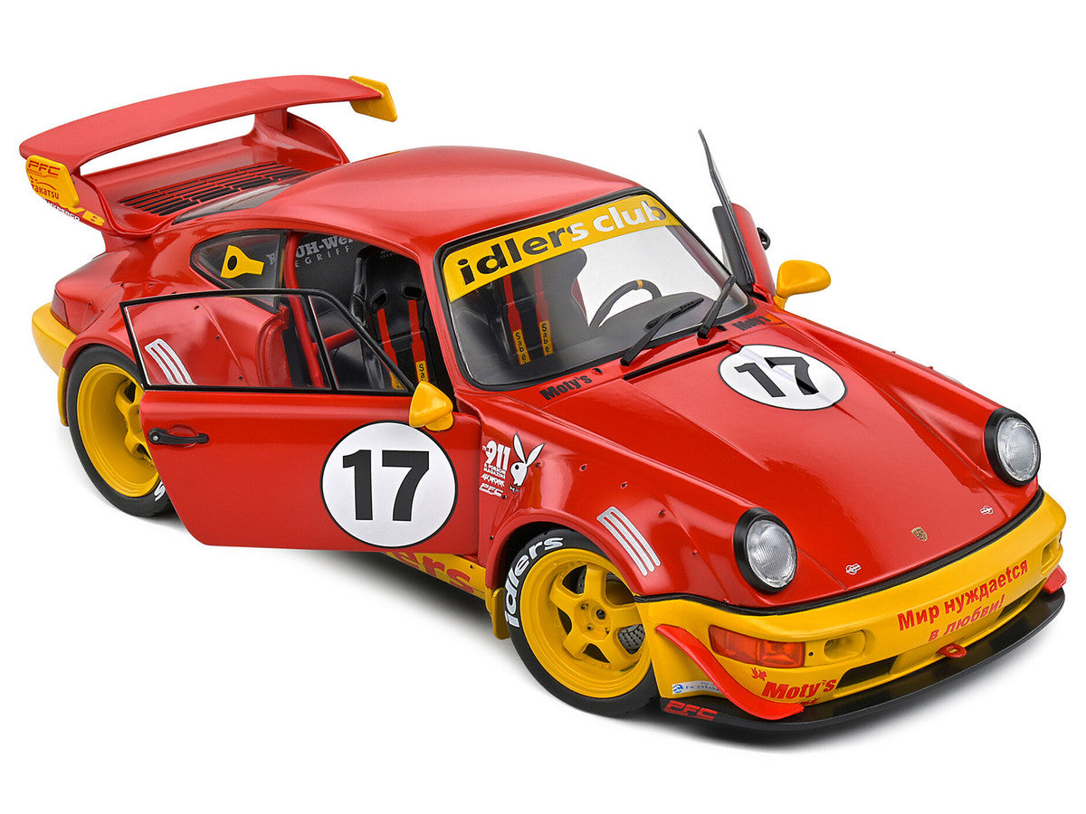 2016 RWB Bodykit #17 "Maty’s Idlers" Red and Yellow with Graphics 1/18 Diecast Model Car by Solido