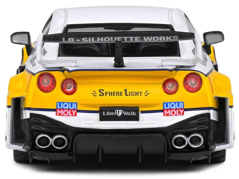 2019 Nissan GTR35 "LBWK Silhouette" RHD (Right Hand Drive) #23 White with Yellow Graphics 1/43 Diecast Model Car by Solido