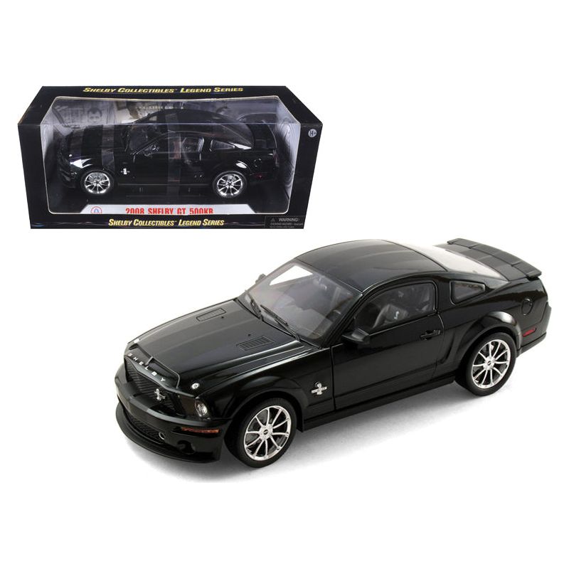 2008 Ford Shelby Mustang GT500KR Black with Black Stripes 1/18 Diecast Model Car by Shelby Collectibles