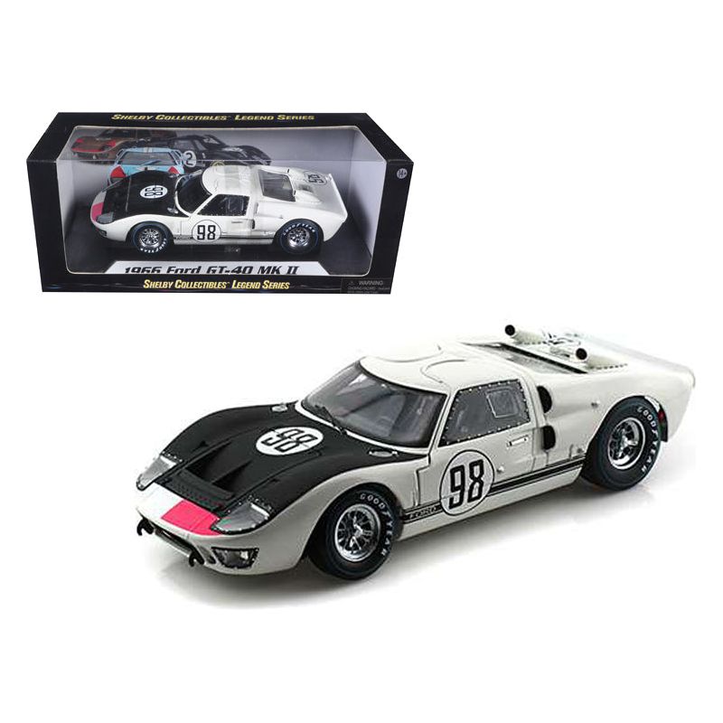 1966 Ford GT-40 MK 2 #98 White 1/18 Diecast Car Model by Shelby Collectibles