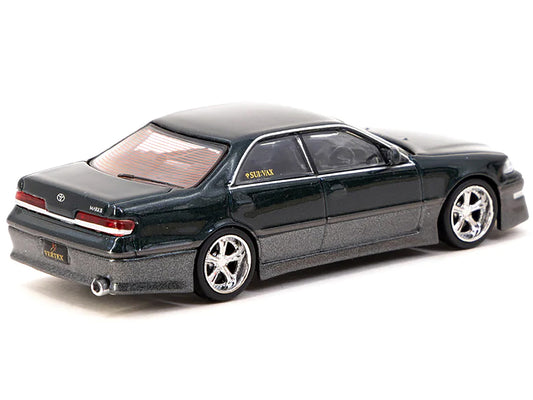 Toyota Mark II JZX100 RHD (Right Hand Drive) Dark Green Metallic "Global64" Series 1/64 Diecast Model Car by Tarmac Works