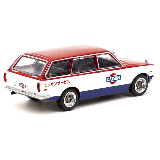 Datsun Bluebird 510 Wagon Service Car Red and White with Blue "Global64" Series 1/64 Diecast Model Car by Tarmac Works