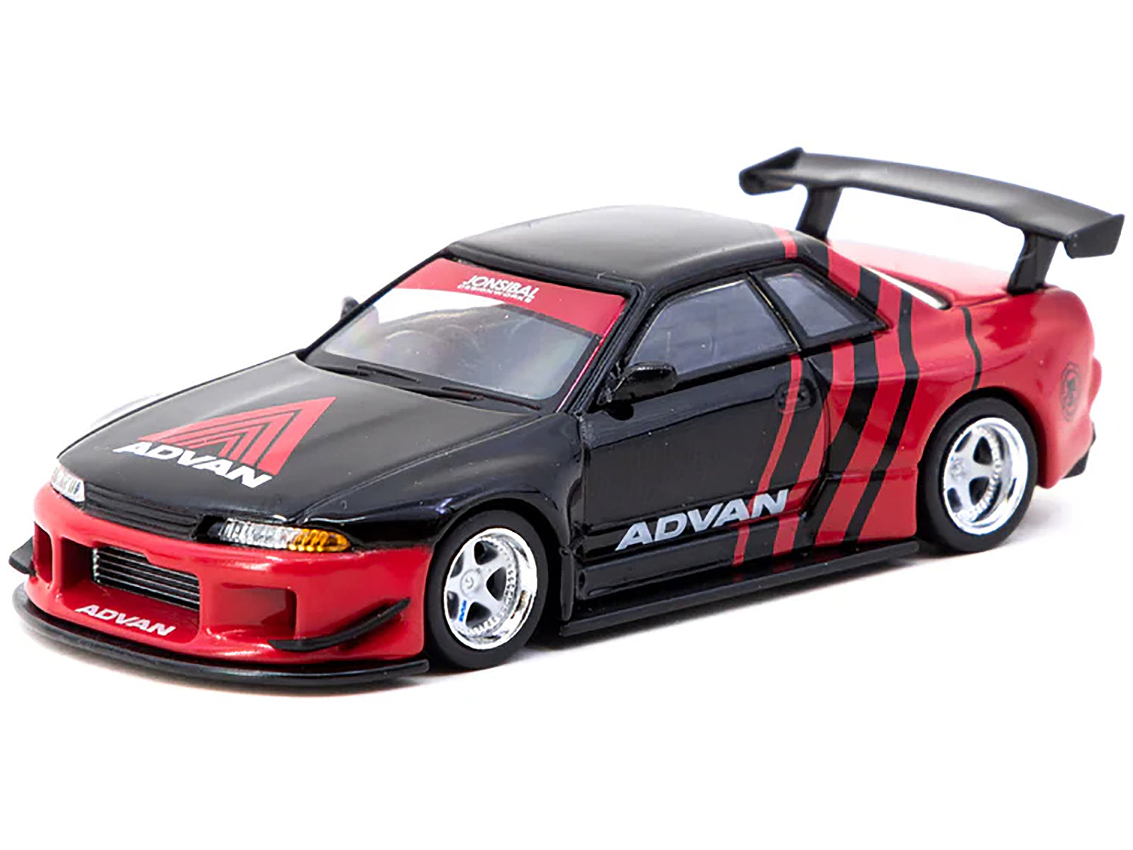 Nissan Skyline GT-R (R32) Widebody RHD (Right Hand Drive) "ADVAN" Black and Red "Japan Classic Car Show Special Edition" "Global64" Series 1/64 Diecast Model by Tarmac Works