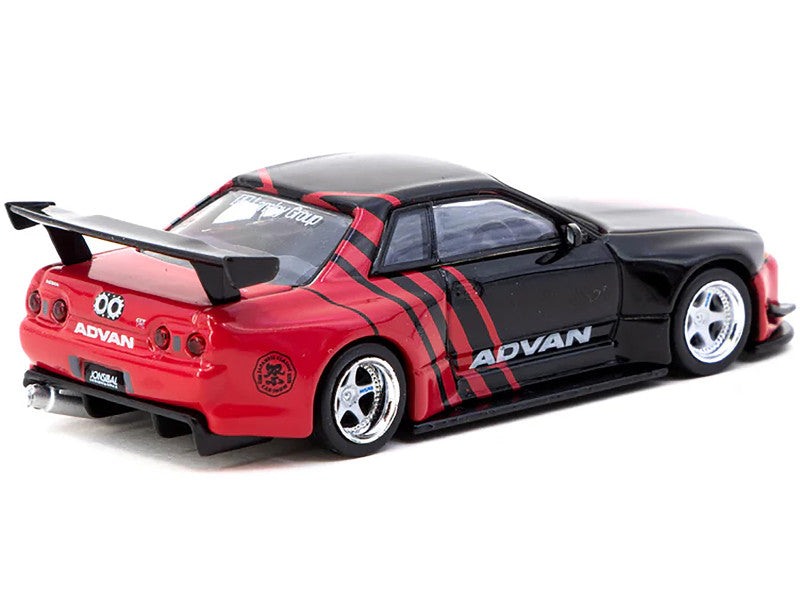 Nissan Skyline GT-R (R32) Widebody RHD (Right Hand Drive) "ADVAN" Black and Red "Japan Classic Car Show Special Edition" "Global64" Series 1/64 Diecast Model by Tarmac Works