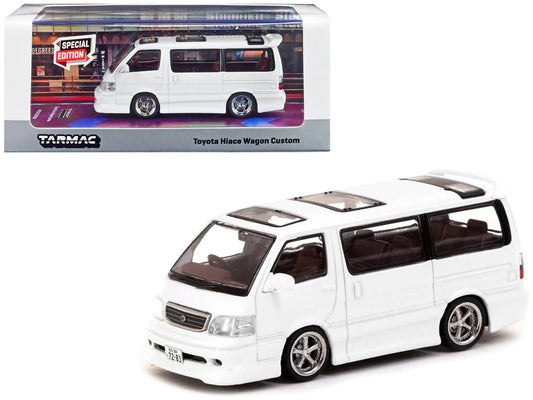 Toyota Hiace Wagon Custom Van RHD (Right Hand Drive) White "Special Edition" "Road64" Series 1/64 Diecast Model Car by Tarmac Works