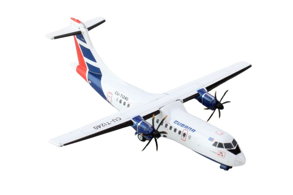 ATR 42-500 Commercial Aircraft "Cubana Airlines" (CU-T1240) White with Red and Blue Stripes 1/400 Diecast Model Airplane by GeminiJets