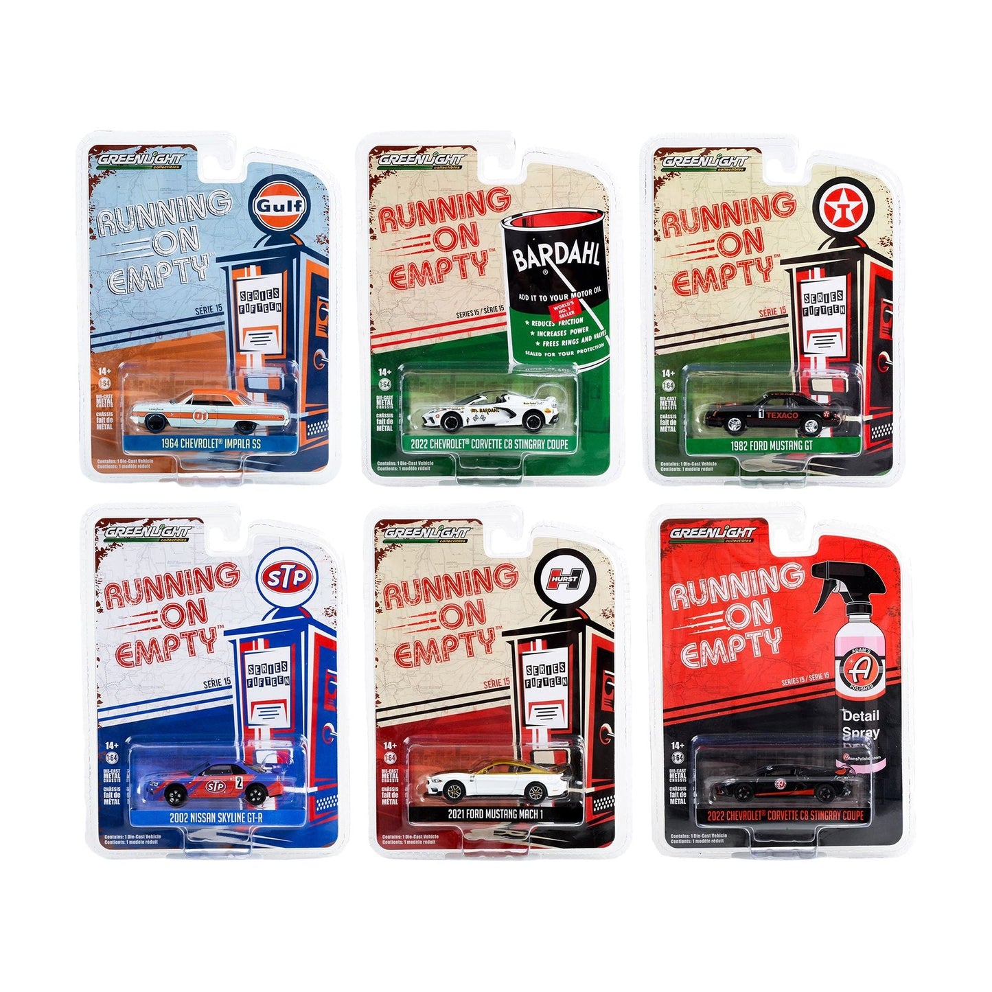 "Running on Empty" 6 piece Set Series 15 1/64 Diecast Model Cars by Greenlight