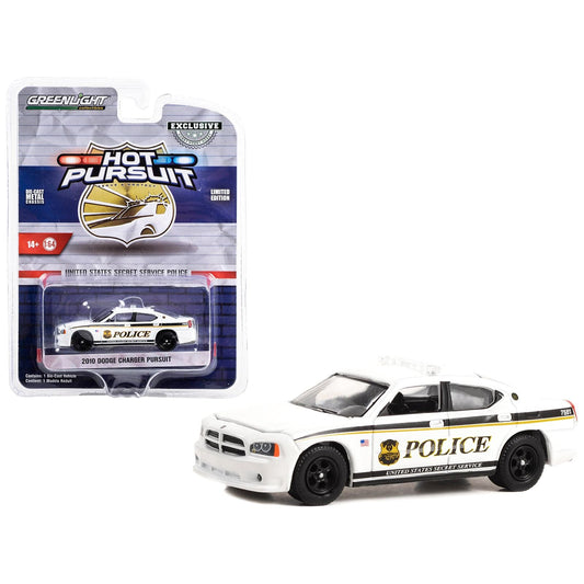 2010 Dodge Charger Pursuit White "United States Secret Service Police" Washington DC "Hot Pursuit" Special Edition 1/64 Diecast Model Car by Greenlight