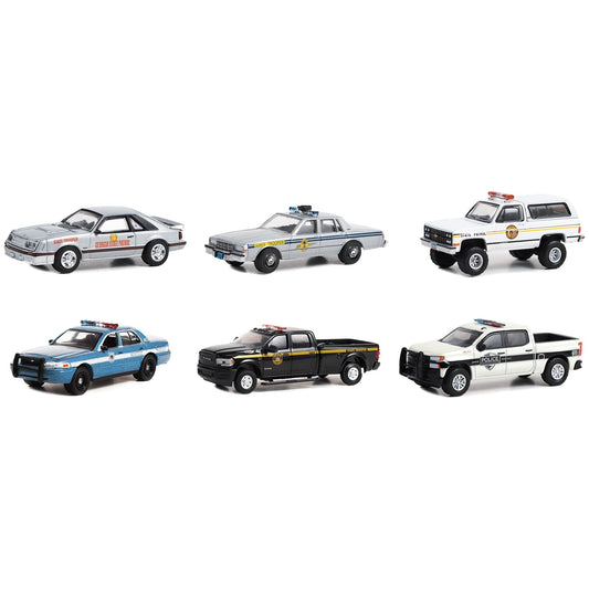 "Hot Pursuit" Set of 6 Police Cars Series 44 1/64 Diecast Model Cars by Greenlight