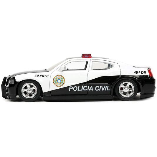 2006 Dodge Charger Police Black and White "Policia Civil" "Fast & Furious" Series 1/24 Diecast Model Car by Jada