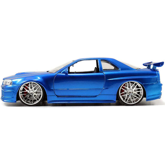 Brian's Nissan GTR Skyline R34 RHD (Right Hand Drive) Blue "Fast & Furious" Movie 1/24 Diecast Model Car by Jada