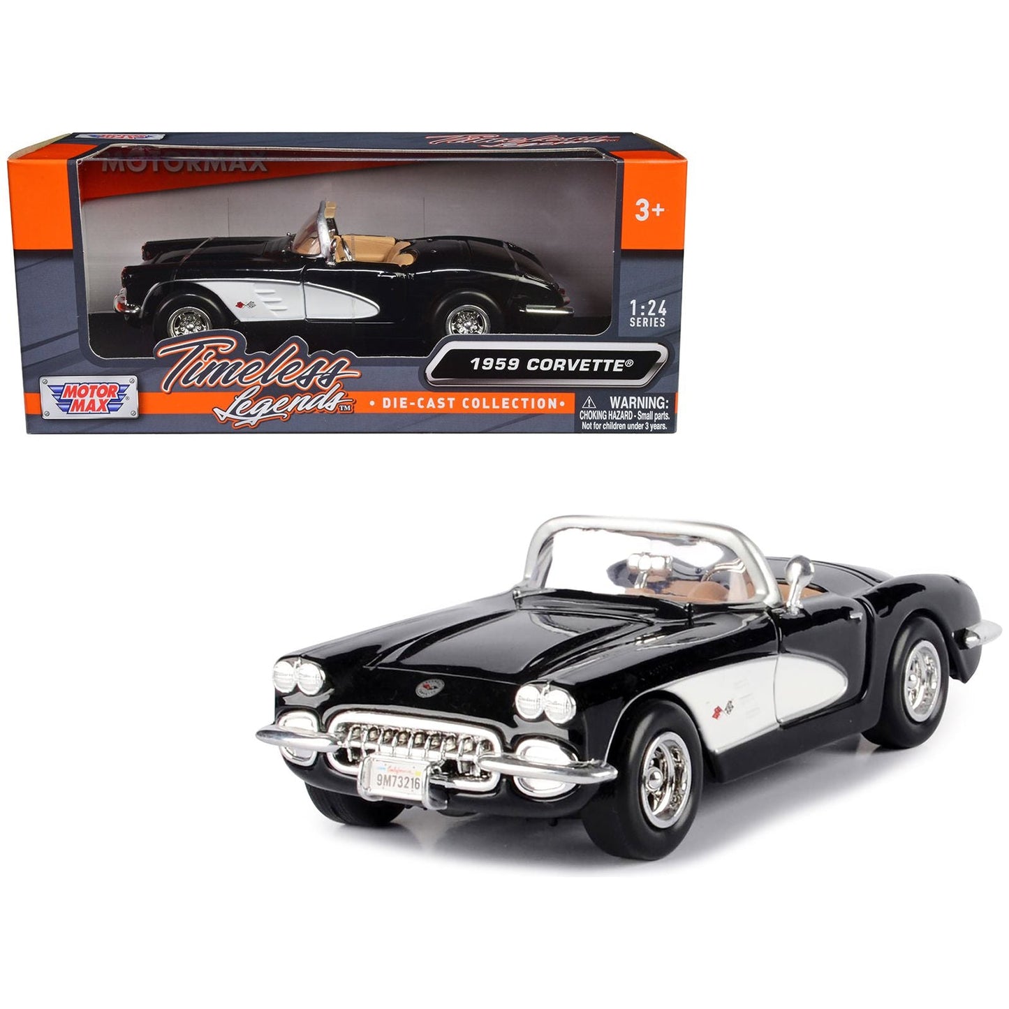 1959 Chevrolet Corvette Black 1/24 Diecast Model Car by Motormax