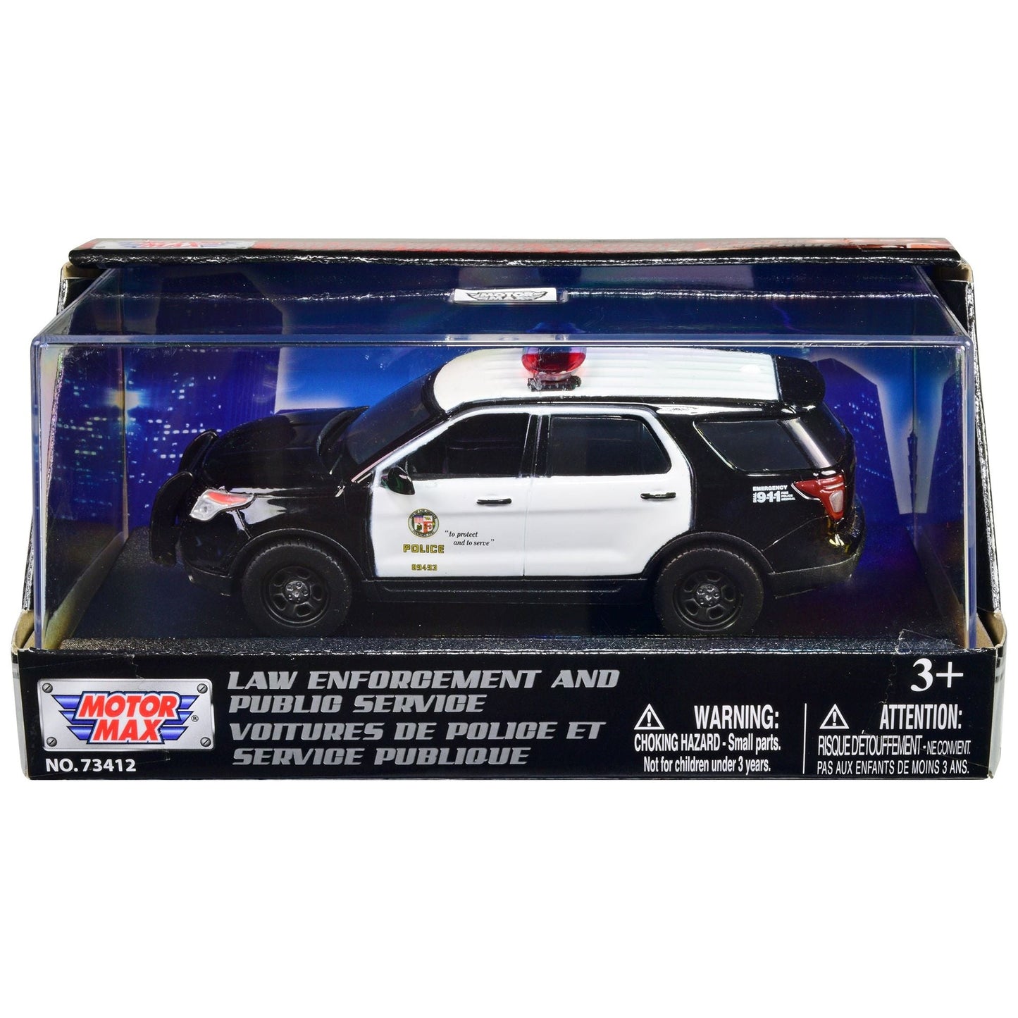 2015 Ford Police Interceptor Utility Black and White "LAPD (Los Angeles Police Department)" 1/43 Diecast Model Car by Motormax