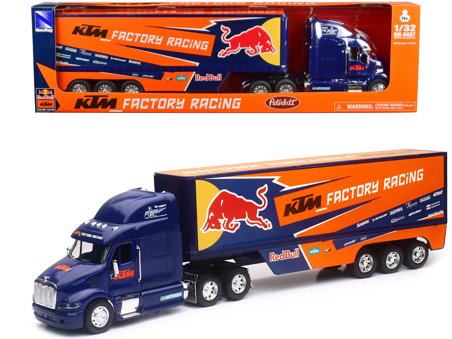 Peterbilt 387 Truck Dark Blue "Red Bull - KTM Factory Racing" 1/32 Diecast Model by New Ray