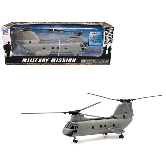 Boeing CH-46 Sea Knight Helicopter Olive Drab "United States Marines" "Military Mission" Series 1/55 Diecast Model by New Ray