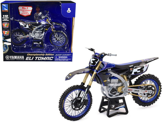 Yamaha YZ450F Championship Edition Motorcycle #3 Eli Tomac "Yamaha Factory Racing" 1/12 Diecast Model by New Ray